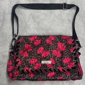 Betsey Johnson Pink Bow Leopard Crossbody Bag